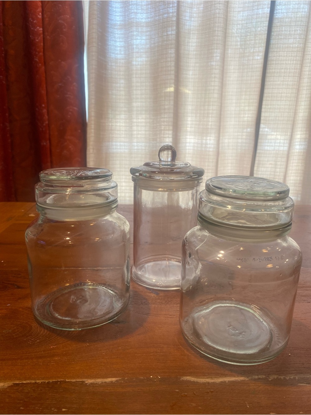 Clear Glass Kitchen Storage Jars with Lids - Set of 3